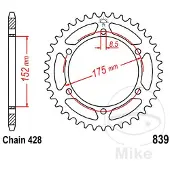 JT Sprockets 428 Jtr839.57 Steel Bagtandhjul