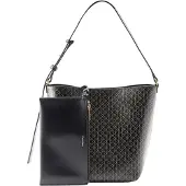 Calvin Klein Skuldertaske 'Emblem Print' beige / sort