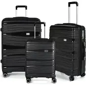 RakelW Travel Kuffertsæt Alfrida sort 20”/24”/28” PP-plast med TSA-lås
