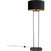 QAZQA Gulvlampe sort med sort oval skærm 50 cm - Thijmen