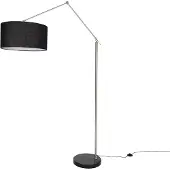 QAZQA Gulvlampe stål justerbar med sort skærm 50 cm - Editor