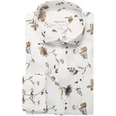 Profuomo Twill Skjorte Flower Hvid Flerfarvet Beige måle