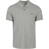Gant Ganttil mænd. 2210 Pique polo shirt Regular Fit Shield grey (XL), Casual, Grå, Bomuld, Korte ærmer