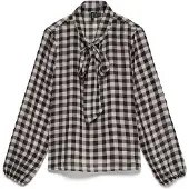 Vero Moda Bluse 'VMSia' grå / sort / hvid