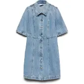 Vero Moda Daisy 2/4 Denim Kortærmet Kort Kjole