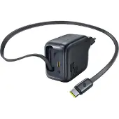 Baseus EnerCore CJ11 45W Wall Charger with USB-C Port and Retractable USB-C Cable - Black