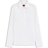 HUGO Slim fit skjorte i strygelet twill af bomuldsblanding