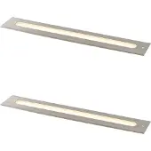 QAZQA Sæt med 2 moderne jordspots stål 50 cm inkl. LED IP65 - Eline