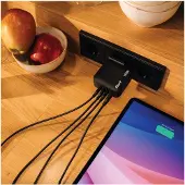 Verbatim - Strømforsyningsadapter - GaN - 165 Watt - 5 A - PD 3.0, PD/PPS, QC 4.0 - 4 output-stikforbindelser (3 x USB-C, USB)