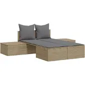 vidaXL solseng med hynder polyrattan beige