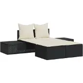vidaXL dobbelt loungesofa med hynder polyrattan sort