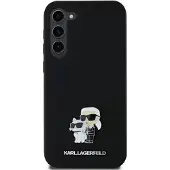 Karl Lagerfeld Silikone Karl&Choupette Metal Pin etui til Samsung Galaxy A35 - sort