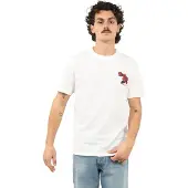 HUGO T-shirt i bomuldsjersey med roser og biker-inspireret grafik