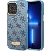 GUESS GUHMP14LU4GPRB iPhone 14 Pro 6,1" blå/blå hårdt etui 4G Logo Plate MagSafe