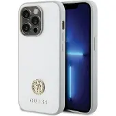 GUESS Strass Metal Logo etui til iPhone 15 Pro - sølv