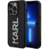 Karl Lagerfeld 3D Rubber Glitter Logo etui til iPhone 15 Pro Max - sort
