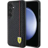 Ferrari Carbon Printed Line-etui til Samsung Galaxy S24+ - sort