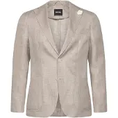 BOSS Slim fit blazer i hørblanding med mikromønster