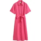 Gant 4503495 Linen Kortærmet Lang Kjole