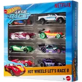 Hot Wheels Legetøjsbiler & Lastbiler, Let's Race 8-Pack, Sæt med 8 1:64 Skala Køretøjer