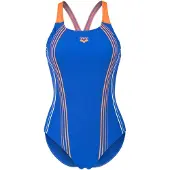 Arena Badedragt 'CLEAR LINES V BACK' azur / orange / hvid