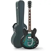 Hartwood Revival Legend TR Semi Acoustic Guitar & Hard Case Tealburst
