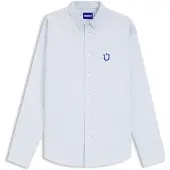 HUGO T-shirt i Oxford-bomuld med oversized fit og stort logobroderi