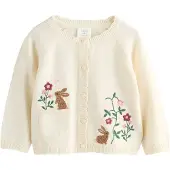 Next Cardigan creme / brokade / grøn / rosé