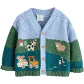Next Cardigan lyseblå / grøn / petroleum / hvid
