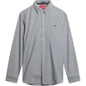 Superdry Superdrytil mænd. M4011037A Klassisk Oxford L/S-skjorte grå (L), Casual, Bomuld, Lange ærmer
