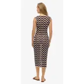 Superdry Superdrytil kvinder. W8011848A Navy zigzag midi-strikket kjole (S), Casual, Viscose, Uden ærmer/stropper, Blå