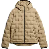 Superdry Superdrytil mænd. M5012045A Beige quiltet frakke med hætte (XXL), Casual, Genanvendt polister, Bæredygtig