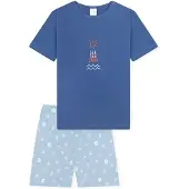 Schiesser Nattøj ' Kids Nightwear ' lyseblå / mørkeblå
