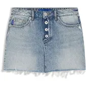 HUGO Blå denimnederdel med synlig knaplukning