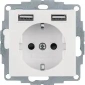 Berker Stikdåse Schuko med 2 USB 4A hvid