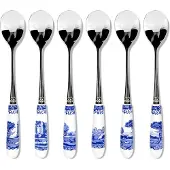 Spode Blue Italian teskeer 6-pak Keramik/Rustfrit stål