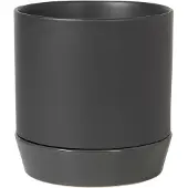 Broste Copenhagen Denise krukke med underfad Ø21 cm Charcoal grey