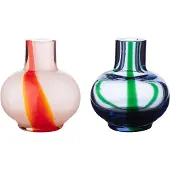 Marimekko Mini vase 2 dele Light blue-dark green-red-white