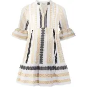 Happy girls Kjole beige / sort / hvid