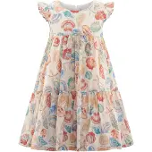 Happy girls Kjole creme / aqua / abrikos / koral