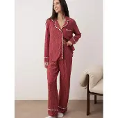 Trendyol Pyjamas rød / burgunder / offwhite