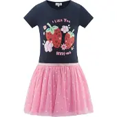 Happy girls Kjole navy / mint / lys pink / blodrød