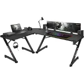 Huzaro Hero 7.0 - Skrivebord - L-formet - aluminium/kulfiber - sort base