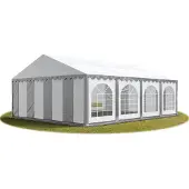 TOOLPORT 5x8m, Partytelt, PVC-teltdug, grå-hvid, med bundramme