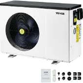 Vevor elektrisk poolvarmepumpe, 2,51-11,38 kW varmekapacitet, energibesparende poolvarmere med variabel frekvens til 25-50 m³ overjordiske pools, opvarmning og køling af poolvandvarmer AC220-240V 50Hz