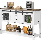 Vevor Kaffebarskab, 114 x 38 x 81 cm Landligt kaffebarskab med 4-lags opbevaring, Kaffebarbord med ladedøre, Landligt skænk, Buffetskab til stue, entré
