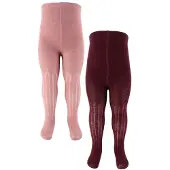 Minymo Strømpebukser - Uld - Rib - 2-Pak - Burnished Lilac - - 92/98 - Strømpebukser