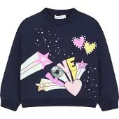 Billieblush Sweatshirt - Navy m. Print - - 10 år (140) - Sweatshirt
