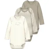 Name it Body l/æ - Noos - NbnBody - 3-pak - Pure Cashmere - - 2 år (92) - Body L/Æ
