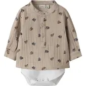 Name it Skjortebody l/æ - NbmDutty - Chateau Gray - - 56 - Body L/Æ